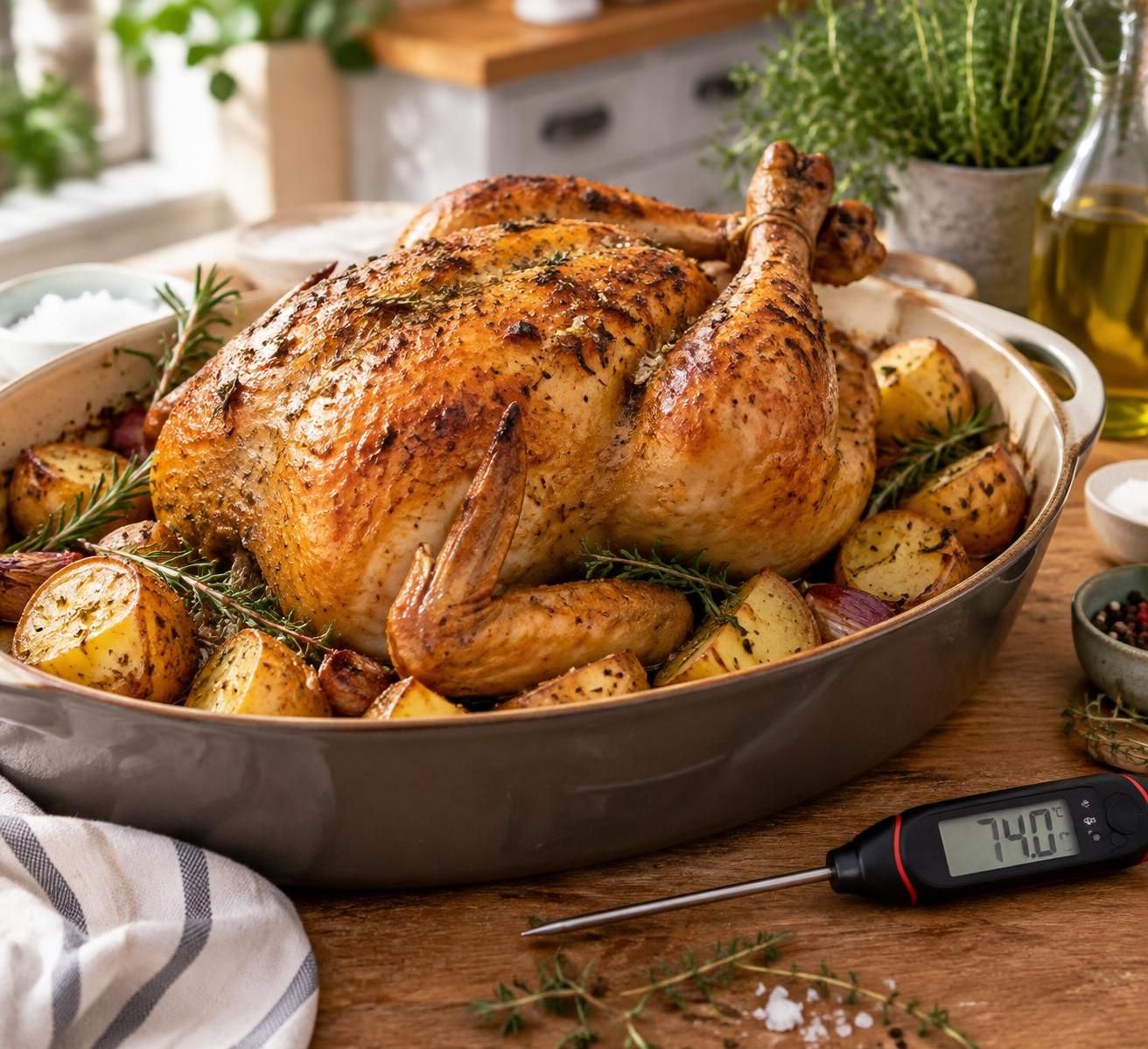 découvrez le temps de cuisson et la température idéals pour un poulet fermier au four, selon son poids, avec des astuces pour obtenir une chair tendre et une peau bien dorée.